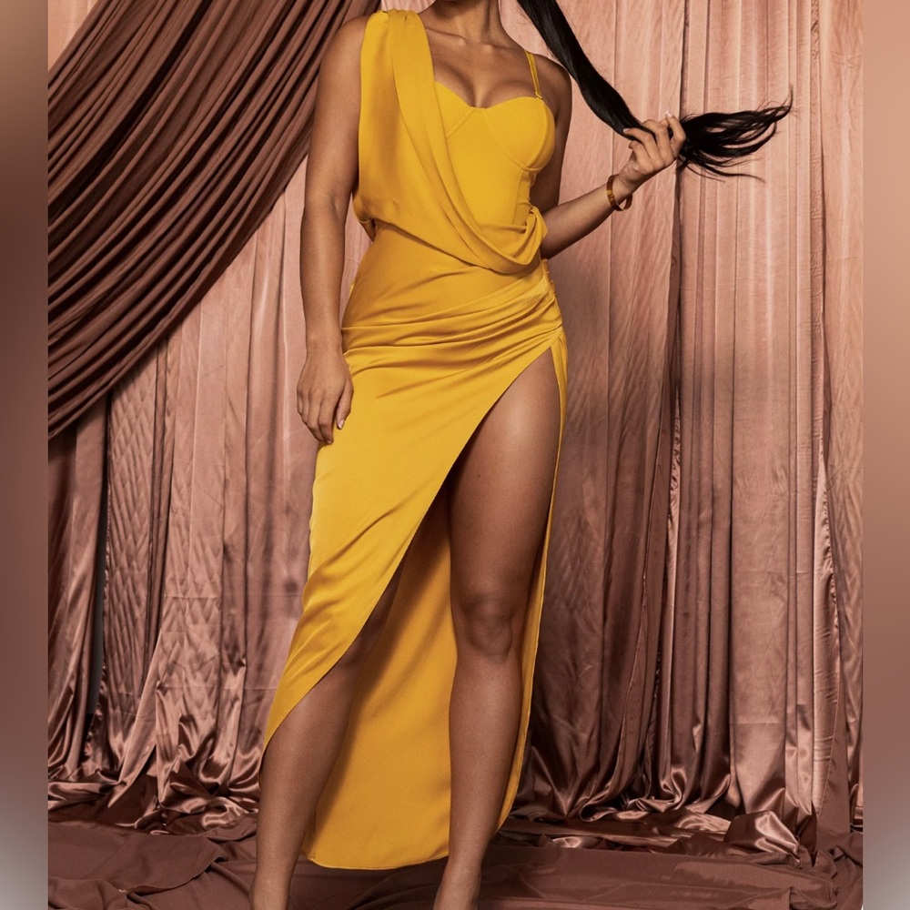 JLUXLABEL Yellow Slit Dress